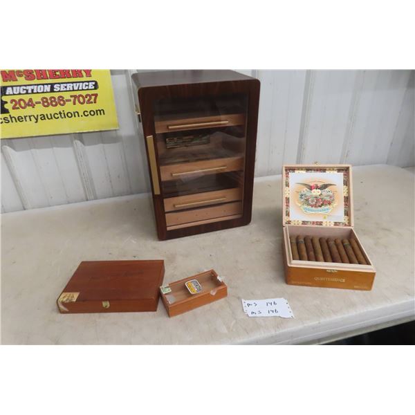 Cigar Humidor Cabinet With Some Cigars