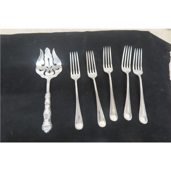 5 Birks Sterling Forks And Birks Regency Plate Server