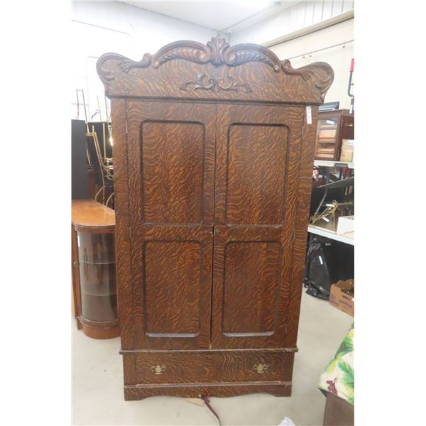 Wardrobe 2 Door With Bottom Drawer 83" X 43" X 17 1/2" Tiger Fumed Oak - Very Nice!