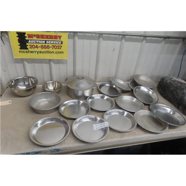 Pot, Strainer, Pie Plates, Mixing Bowls