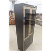 Image 2 : MCM Black Lacquer Cabinet With Glass And Gold Trim 72" X 30" X 15"