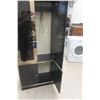 Image 6 : MCM Black Lacquer Cabinet With Glass And Gold Trim 72" X 30" X 15"