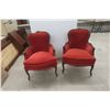 Image 1 : Mid Century Pair Matching Unique Louis XV Armchairs With Carved Wood Frames