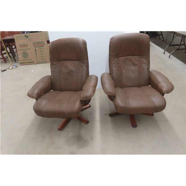 2 Matching Leather/Leather Style Swivel Chairs