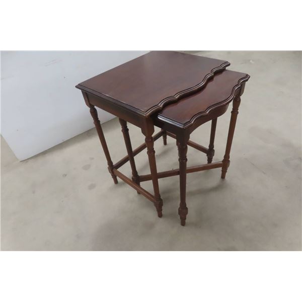 Set Of 2 Walnut Nesting Stands Bigger One 24" X 19" X 17"