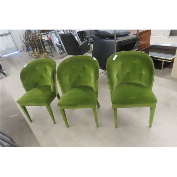 3 Matching Art Deco Velvet Occasional Chairs