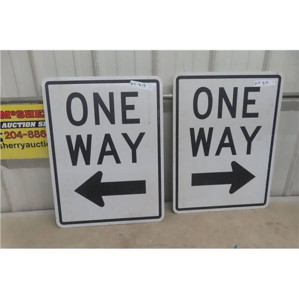 2 One Way Traffic Signs 18" X 24"