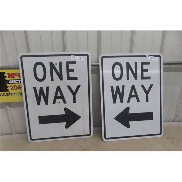 2 One Way Traffic Signs 18" X 24"