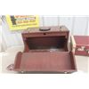 Image 4 : Wood Tool Box w/ Slide Drawer 12" x 20" x 13" And Vintage Suit Case