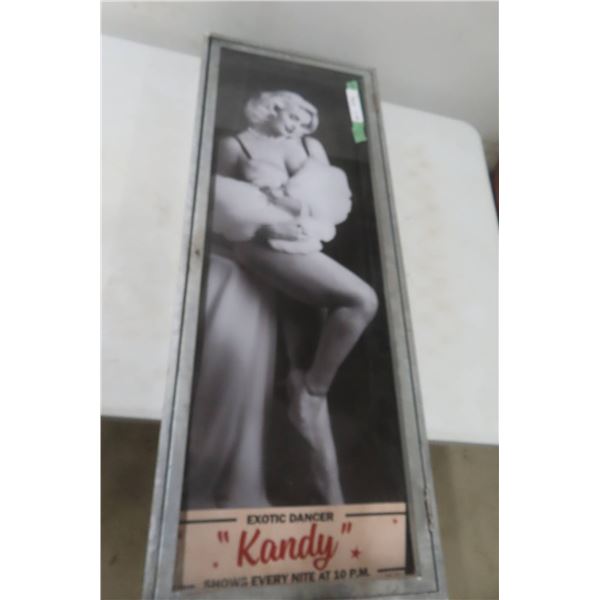 Framed Display Box of Dance Pin-Up Performer From Carousel Club 30" x 14"