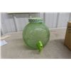 Image 1 : Green Glass Drink Dispenser with Gingham Lid and Tap