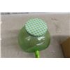 Image 2 : Green Glass Drink Dispenser with Gingham Lid and Tap