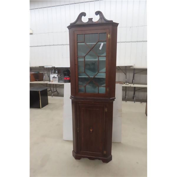 19th Century Mahogany Corner Cabinet 2 Piece 89" X 28" X 18"