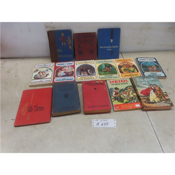 6 Hardy Boys Paperbacks, Elementary School Books: Canadian Speller 2, We 3, Language Exercises, Dick