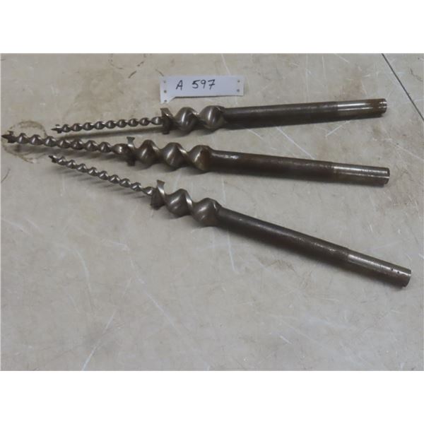 3 Very Large Step Wood Drills NOS