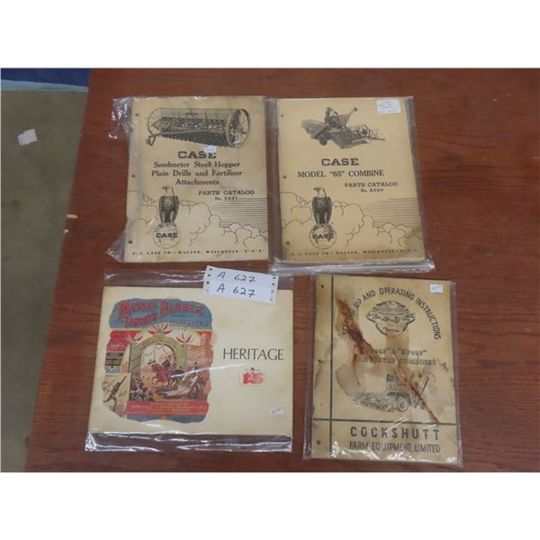 Tractor / Implement Manuals and Parts Catalogue Including Case, Cockshutt