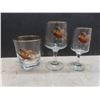 Image 12 : 35 Vintage MCM Glasses Featuring Colorful Pheasant Design And Gold Rim