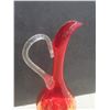 Image 3 : Vintage Glass Decanter With 4 Glasses Red Glass With Gilded Designs And Twisted Stems