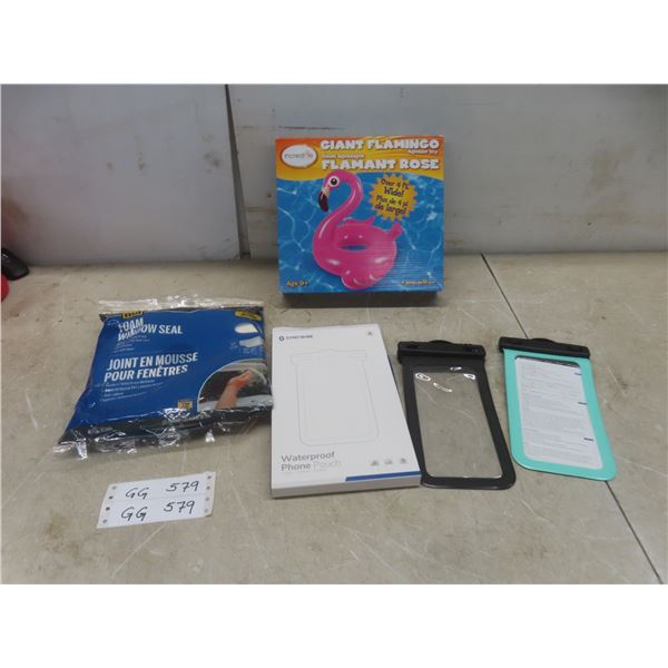 New Giant Flamingo Aquatic Toy, Waterproof Phone Pouch And Foam Window Seal