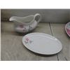 Image 10 : KPM Denmark Rosenborg Teapot, Coulton Pillar Rose Gravy Boat With Saucer, Maling Lustre Teacup With