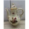 Image 2 : KPM Denmark Rosenborg Teapot, Coulton Pillar Rose Gravy Boat With Saucer, Maling Lustre Teacup With
