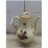 Image 5 : KPM Denmark Rosenborg Teapot, Coulton Pillar Rose Gravy Boat With Saucer, Maling Lustre Teacup With