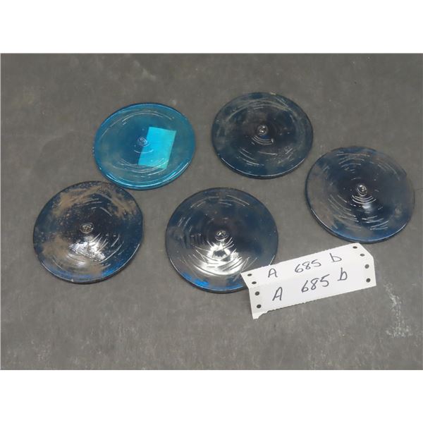 5 Blue Glass Lantern Lenses 4" Diameter