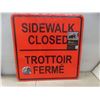 Image 4 : 2 Metal Signs: Sidewalk Closed 18" x 18" And Men 12" x 12"