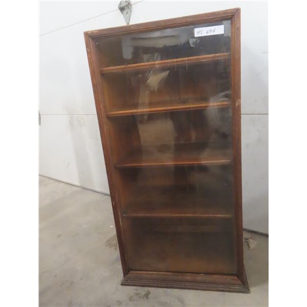 Antique Oak Show Case 40" x 20" x 14"