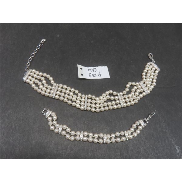 Swarovski Jewellery, Pearl Necklace And Bracelet