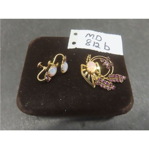 Star Art 12K Gold Filled Vintage Pin And Screw On Earrings
