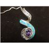 Image 3 : 925 Silver And Blue Opal Necklace With Matching Stud Earrings