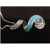 Image 4 : 925 Silver And Blue Opal Necklace With Matching Stud Earrings