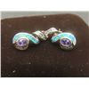 Image 8 : 925 Silver And Blue Opal Necklace With Matching Stud Earrings