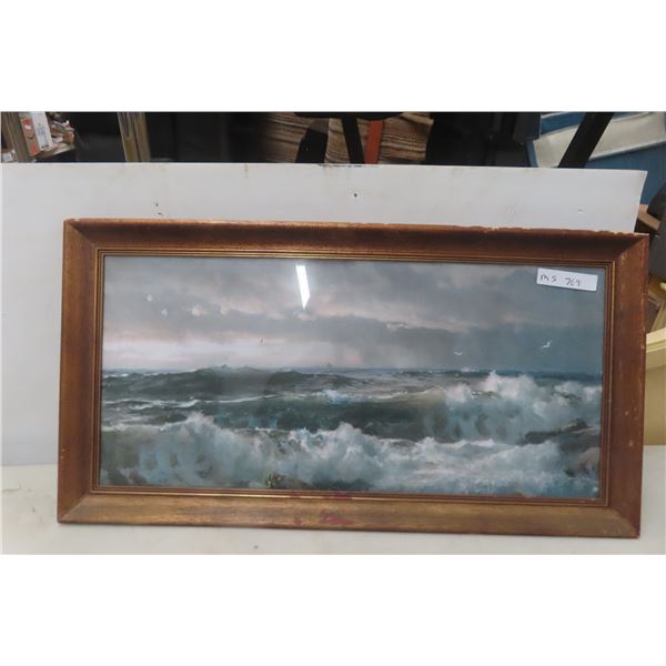 Framed Ocean Picture 33 1/2" x 17 1/2"