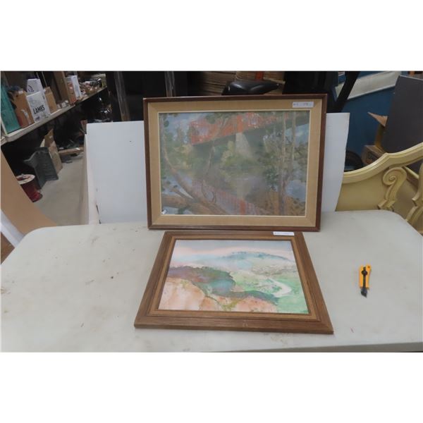 2 Framed Paintings 21" x 20" and 31" x 23 1/2"