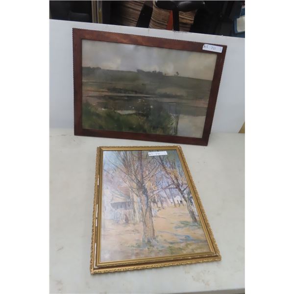 2 Framed Pictures 16" x 20" and 27" x 19 1/2"