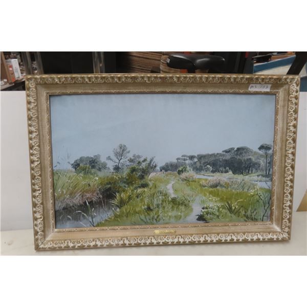 Framed Picture 22" x 34" With Paint By Number On Back