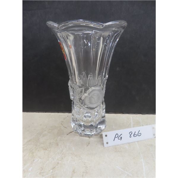 Anna Hutte Germany 20% Lead Crystal Vase With Factory Tag 7 1/2" Tall