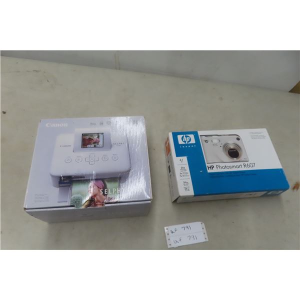 HP Photosmart R607 Camera And Canon Selphy CP800 Compact Printer