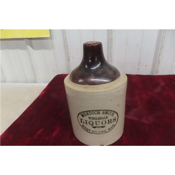 Murdoch Smith Wholesale Liquor West Selkirk Man 1901 Stoneware Jug Rare Dates Back When It Was West