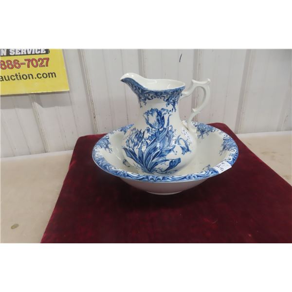 Pitcher and Basin Cobalt Design England Porcelain