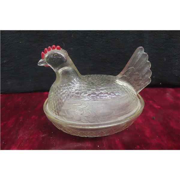 Hen On Nest Candy Dish Slezo Hand Painted Cameo Very Old