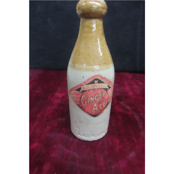 Robinson Ginger Ale Stoneware Bottle Very Rare Paper Label To Survive