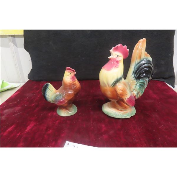 2 Royal Copley Rooster Ornaments 8 1/4" x 6 1/2"