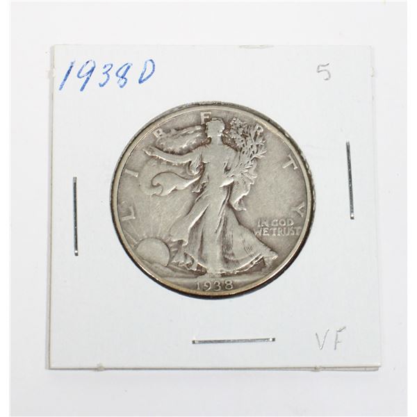 1938 D AMERICAN SILVER HALF DOLLAR