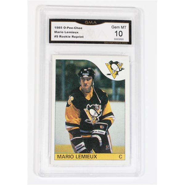 1985 MARIO LEMIEUX #9 GMA GRADED 10 ROOKIE REPRINT