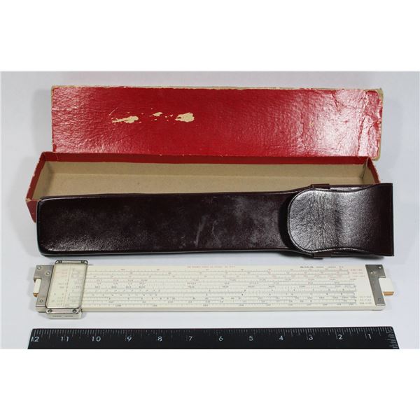 VINTAGE SLIDE RULE WITH LEATHER CASE & BOX