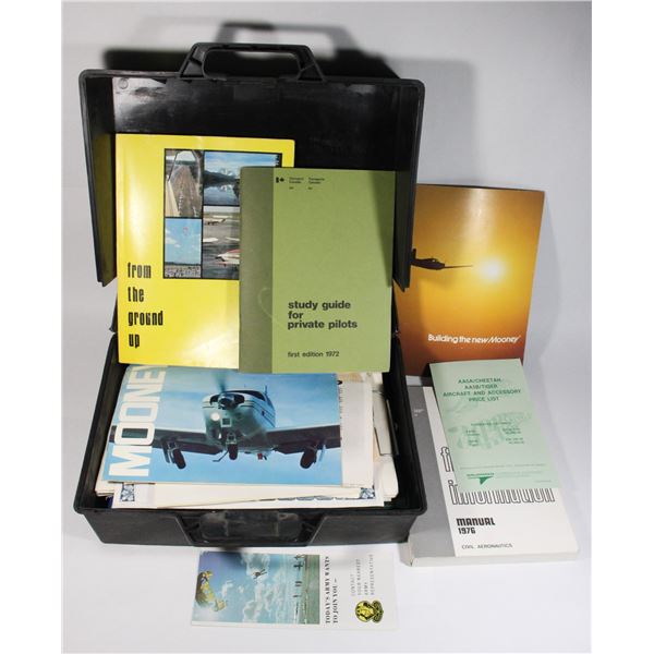 PLASTIC BRIEFCASE FILLED WITH AVIATION MEMORABILIA