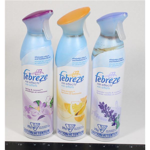 3 ASSORTED FEBREZE AIR EFFECTS (USED)
